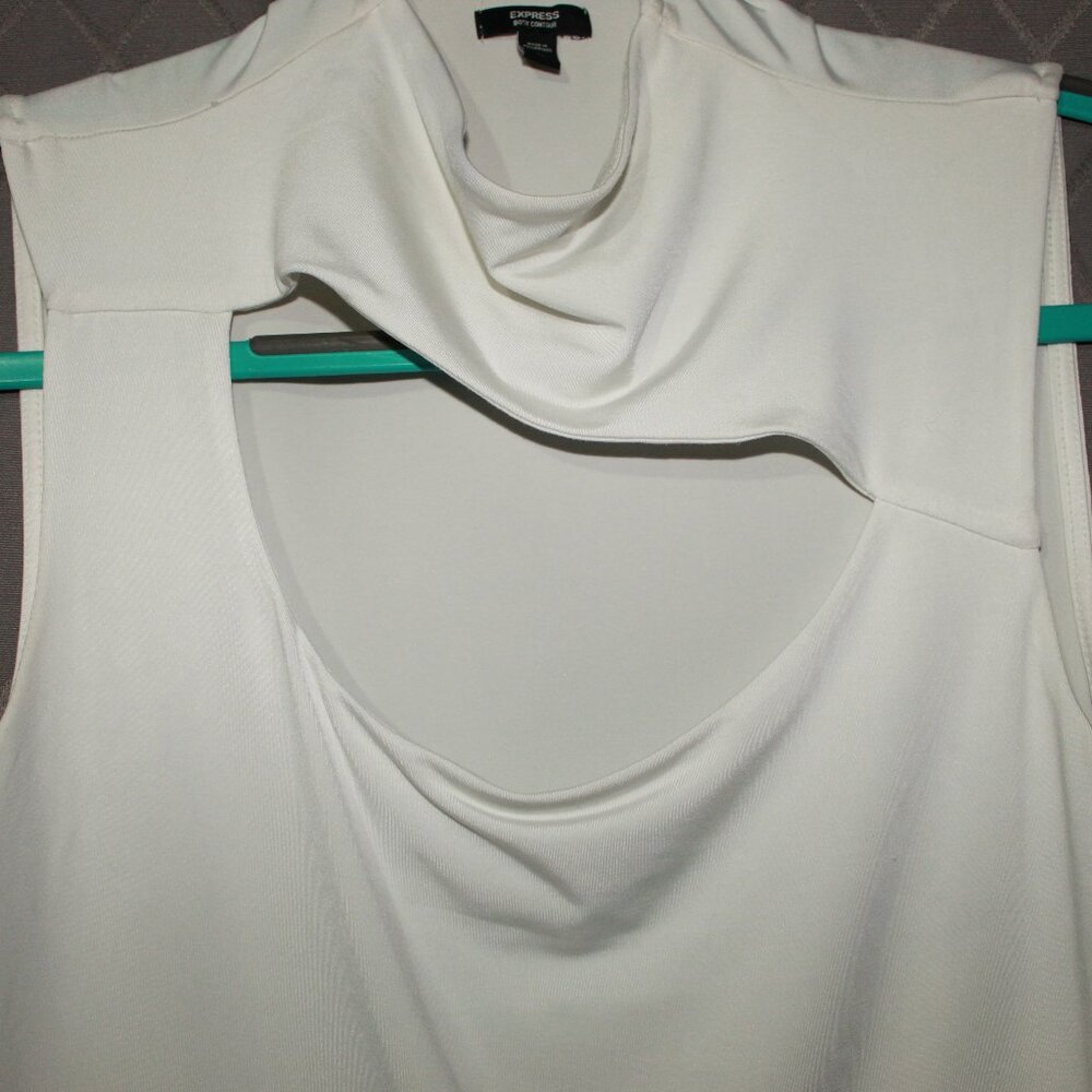 Express Women's Body Contour Mock Cutout Tank Top White Size Medium - Picture 3 of 4